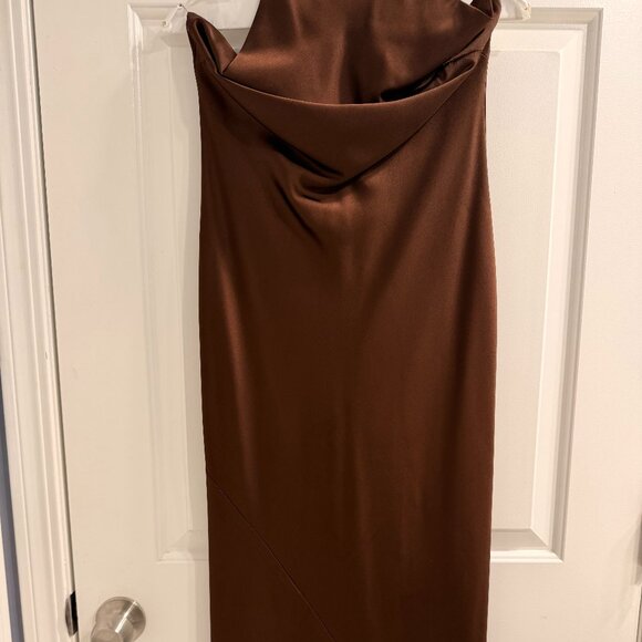 Show Me Your Mumu Lisa Maxi Dress Chocolate Satin - Size XS - Picture 8 of 11
